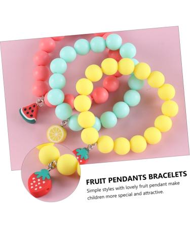 CALLARON 3pcs Children's Bracelet Fashion Bracelet Kids Suit Case Fruit Wrist Chain Friendship Bracelets Kid Suit Stretch Bracelet Kid Bracelets Decor Girl Gift Soft Ceramic Frosted Beads - Buy Online on GoSupps.com