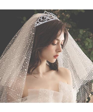 Didder Silver Crystal Tiara for Girls & Women - Rhinestone Princess Crown Headband for Bridal, Wedding, Birthday Party - Style B - Buy Online on GoSupps.com