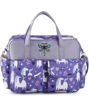Kamay's Waterproof Purple Unicorn Diaper Bag | Lightweight Mummy Shoulder Tote with Changing Mat - Buy Online on GoSupps.com