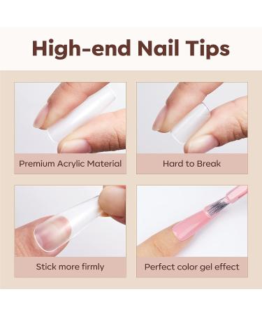 Modelones 500Pcs Long Coffin Clear Nail Tips - Full Cover Nail Extension Kit - Buy Online on GoSupps.com