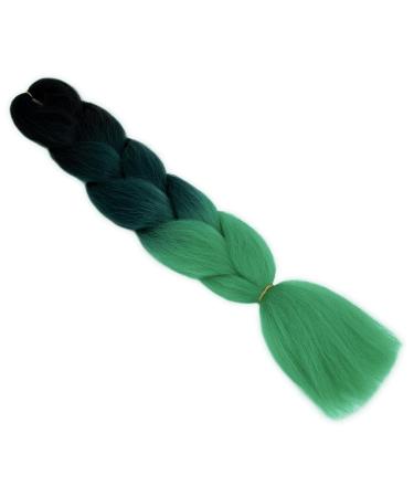Gairyan Jumbo Braids Extensions - 60cm Ombre Synthetic Braiding Hair (100g) for Box Crochet Braids | Black Dark Green Green - Buy Online on GoSupps.com