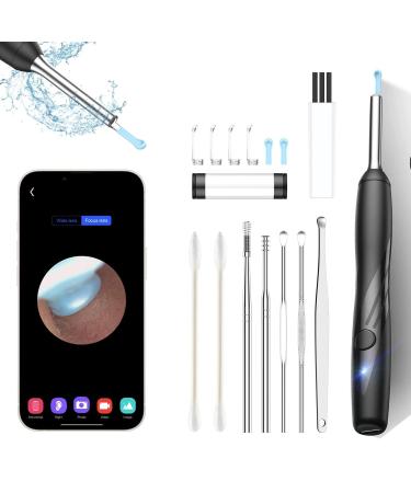 Ear Wax Removal Tool Camera Ear Wax Removal Tool - Ear Wax Removal 1080P FHD Earwax Remover Endoscope 6 LED Lights Waterproof Digital Endoscope Compatible with iPhone & Android for Adult Kids Pets Black