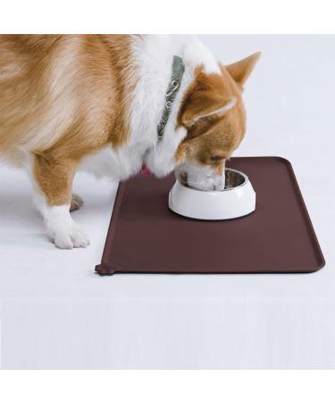 Audwud Silicone Waterproof Pet Feeding Mat - Anti-Slip Dog & Cat Bowl Mat 61x41 cm - Dark Brown - Buy Online on GoSupps.com