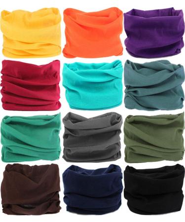 VANCROWN Headband Neck Gaiter Head Wrap Headwear Face Mask Magic Scarf Bandana for Men and Women 12PCS.Solid Color - Buy Online on GoSupps.com