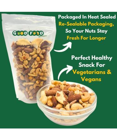 GoodFoodDelivered Mixed Roasted & Salted Nuts 1kg Premium Quality - Salted Cashews Almonds Peanuts Hazelnuts Brazil Nuts Great for Healthy Snacks Vegetarian & Vegan Diets Mixed Nuts 1kg - Buy Online on GoSupps.com