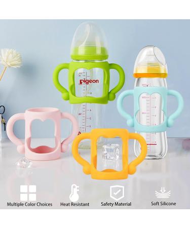 4 PCS Baby Silicone Bottle Handles - Soft Lightweight Holder for Self-Feeding - Easy Grip for Small Hands - Blue, Green, Pink, Orange - Buy Online on GoSupps.com