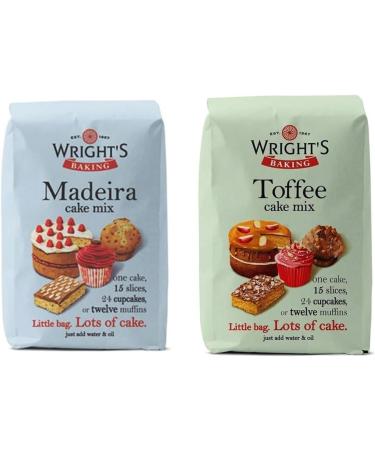 Wright's Baking Cake Mix Selection Pack Madeira And Toffee (One of Each 500g Pack) | can be used to bake light & moist cakes slices muffins or cupcakes - Buy Online on GoSupps.com