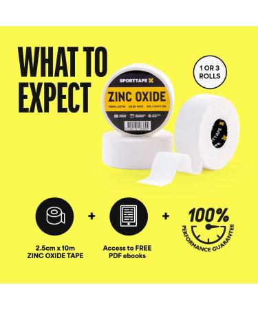 SPORTTAPE Zinc Oxide Tape 2.5cm x 10m for Wrist & Finger Support - Boxing, Rugby, Football, Volleyball, Golf | Athletic Strapping Tape - 1 Roll - Buy Online on GoSupps.com