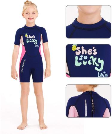 DIVE & SAIL Kids 2.5mm Warm Wetsuit One Piece Shorty Suit, UV Protection, Blue-Pink - Medium - Buy Online on GoSupps.com