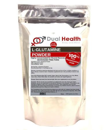 L-Glutamine (1000 Grams -2.2 lbs) Pure Powder 5000mg Free Form Bulk Supplements Made in USA Immune Digestion GI Support Leaky Gut Health Muscle Energy Stamina Endurance Strength