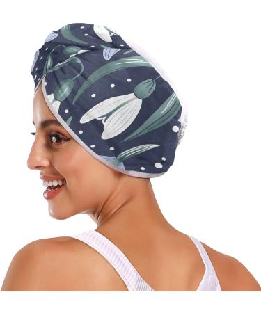 Hand Drawn Spring Snowdrops Hair Towel 2 Pack - Super Absorbent Quick Dry Turbans for Women & Girls - Buy Online on GoSupps.com