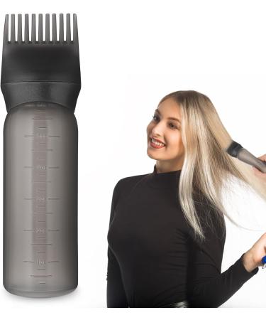 COMNICO Root Comb Applicator Bottle 6oz - Hair Color Dispenser Scalp Brush Cap - Portable Plastic Hair Dye Applicator with Graduated Scale (Black) - Buy Online on GoSupps.com