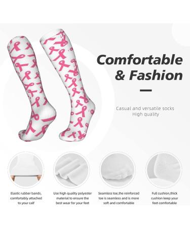 Ribbons Breast Cancer Compression Socks for Men & Women - 15-20 mmHg Circulation Support for Running & Cycling - Buy Online on GoSupps.com