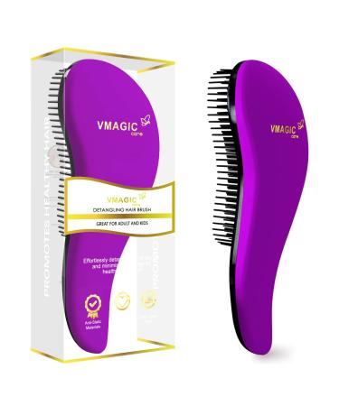 Detangling Brush - glide the Detangler Brush through Tangled hair - Best Brush/Comb for Women Girls Men & Boys - Use in Wet and Dry Hair (Purple)
