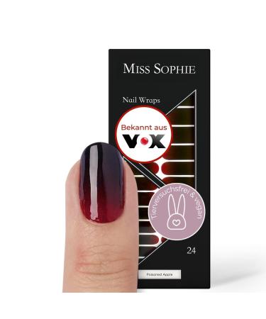Original Miss Sophie Nail Foils Poisoned Apple I 24 Ultra-thin nail polish strips with color gradient red I for finger & toenails I sticks to natural and painted acrylic gel & shellac nails Poisoned Apple 24