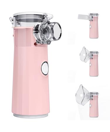 Portable Nebulizer Handheld Nebulizers for Travel and Household Use Quiet Nebulizer Machine for Adults & Kids Cool Steam Inhaler for Breathing Problems Pink