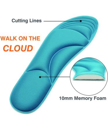 2 Pairs Memory Foam Insoles 10mm for Plantar Fasciitis Pain Relief - Size S - High Density, Slow Rebound, Soft Work Boot Inserts - Shock Absorption Sports Shoe Inserts - Buy Online on GoSupps.com