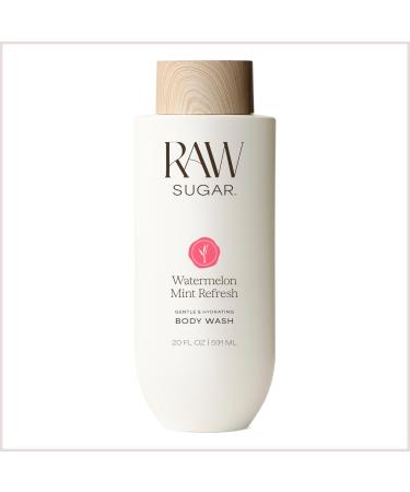 RAW SUGAR Watermelon Mint Refresh Gentle & Hydrating Body Wash 20 Fl Oz (Pack of 1) Moisturizing & Refreshing Bath & Shower Gel Vegan Formulated without SLS/SLES & Parabens