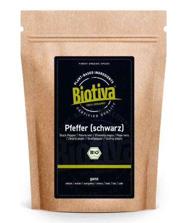 Pepper Black Bio 100g - entire peppercorns in organic quality - Suitable for pepper mills - Piper Nigrum - Origin Sri Lanka/Ceylon - Biotiva