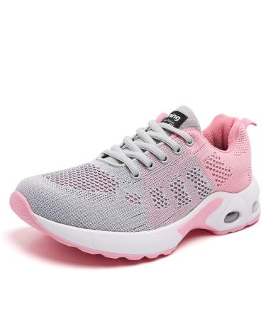TSIODFO Women Sport Running Shoes Gym Jogging Walking Sneakers 8 1722 Grey Pink