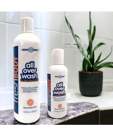 All Over Wash for Hair, Face & Body, 10.8oz Shampoo, Breast, Body & Ball Wash for Men & Women - Citrus Vanilla Grove Shower Gel, Made without Alcohol, Sulfates, Dyes or Parabens Citrus Vanilla 10.8 Ounce (Pack of 1) - Buy Online on GoSupps.com