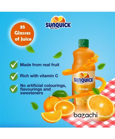 Sunquick Real Fruit Concentrate Juicer - Fruity Refreshment (Orange 1 Bottle) Orange 700.00 ml (Pack of 1) - Buy Online on GoSupps.com