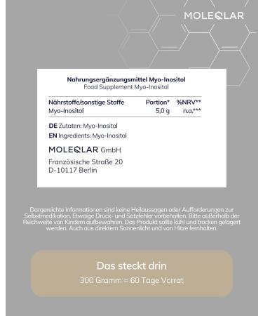Myo-Inositol Poudre 300 g Compl ment Alimentaire 5 g d'Inositol par Dose Texture Fine Facile M langer ou Mettre en G lules Usage Quotidien Pratique et Simple 60 Capsules Consommer - Buy Online on GoSupps.com
