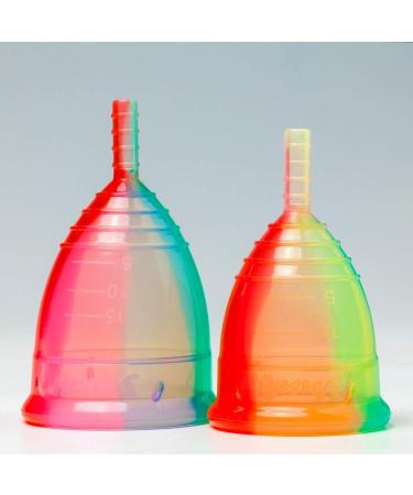 Menstrual Cup YUUKI Soft Rainbow Line Large - Medical Silicone with Cleaning Cup | Eco-Friendly Comfortable and Reusable - Buy Online on GoSupps.com
