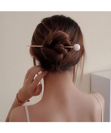 3 Pcs Minimalist Pearl Hair Pins | Metal Hair Stick for Women and Girls - Buy Online on GoSupps.com