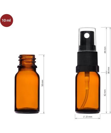 Handsunity 10ml Amber Glass Spray Bottle Set - 12 Black Atomizers & 29 Accessories | Ideal for Pharmacy & DIY Uses - Buy Online on GoSupps.com