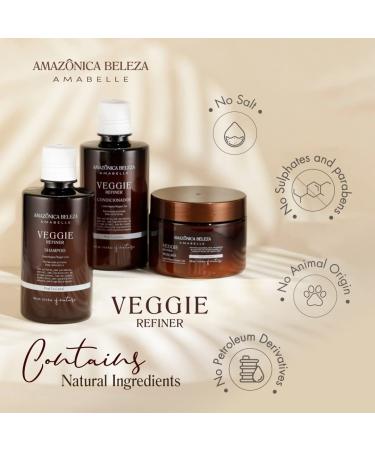 AMAZONICA BELEZA Vegan Veggie Refiner Shampoo Conditioner and Mask | Natural Ingredients | Sulfate Free, Paraben Free, Cruelty Free | 300ml (10.1 Oz) Kit - Buy Online on GoSupps.com