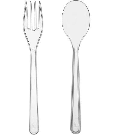 TashiBox Heavyweight Clear Plastic Cutlery Set - 100 Forks + 50 Spoons - Buy Online on GoSupps.com