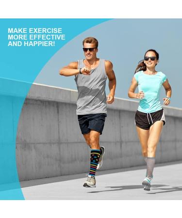 ACWOO Compression Socks 6 Pairs for Women & Men - Colorful Long Tube Non-Slip Flight Running Sports Socks - S-M Multi-color - Buy Online on GoSupps.com