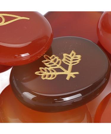 Engraved Rune Stones 10Pcs Engraved Rune Stones Hand Carved Symbol Versatile Witch Runes Crystal Grid Sets for Chakra Cleansing Aura Healing (Red Agate) - Buy Online on GoSupps.com