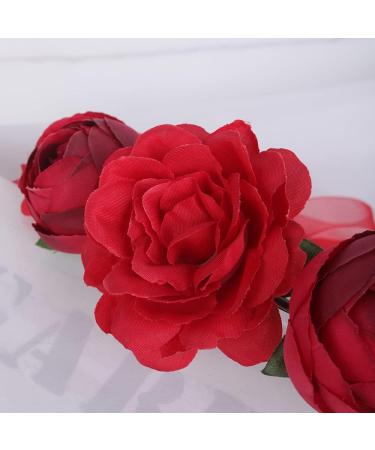 Wiwpar Red Rose Floral Crown Headband - Adjustable Flower Wreath Garland for Wedding & Party Women s Hair Accessory - Buy Online on GoSupps.com