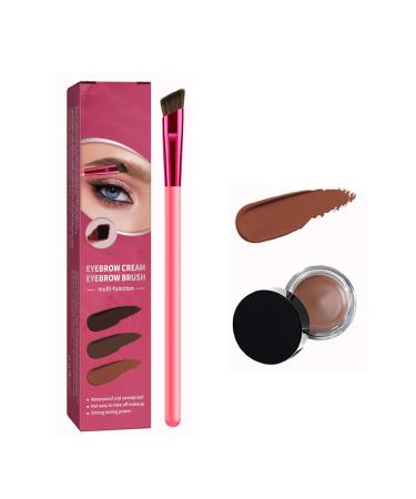 Eyebrow Brush Home Eyebrow Care Kit 4D Laminated 4D Laminated Brow Home-Grooming Kit 4D Hair Stroke Brow Stamp Brush with Eyebrow Cream (Light Brown)