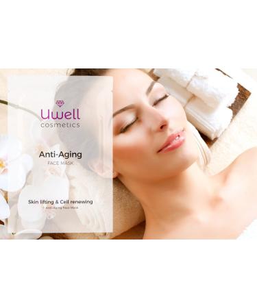 Uwell Cosmetics Anti-Aging Face Mask - Premium Aloe Vera Hydrogel Fleece Mask | 8 PCS Vegan Skin Tightening & Fold Reduction - Buy Online on GoSupps.com