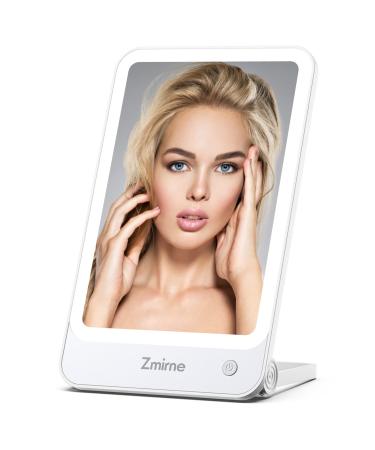 Zmirne Makeup Mirror with Lights  Portable Travel Makeup Mirror with A Little Circular 10x Magnification Mirror for Close-ups  3 Color Light Mode  Damping Adjustment Bracket