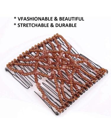 MOUMOUTEN Magic Hair Comb - Stretchable Beading Hair Slide Elastic Hair Comb Beading Hair Accessory for Weddings and Daily Use (Coffee) - Buy Online on GoSupps.com