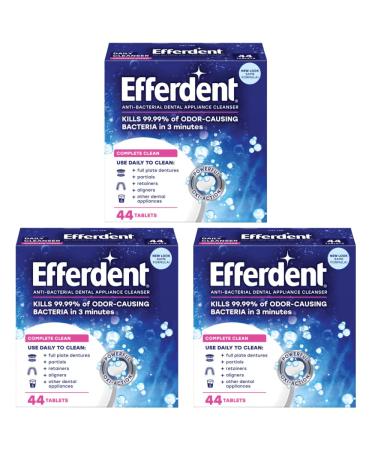 Efferdent Retainer & Denture Cleaner Tablets Complete Clean 44 Count (Pack of 3) standard