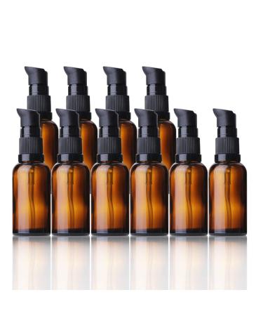 Empty glass bottles brown 10 pieces 30ml refillable glass bottles Lotion donor brown las bottle with pump essential oils bottle travel bottle cream lotion bottle pump pout - Buy Online on GoSupps.com