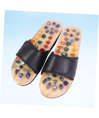 FRCOLOR 1 Pair Massage Slippers Foot Massager Shoe Men Slide Sandals Mens House Slippers Men s Sandals Man Sandals House Shoes for Men Shoes Sandals Mat Wooden Agate Leisure Shoes 44 EU Black - Buy Online on GoSupps.com