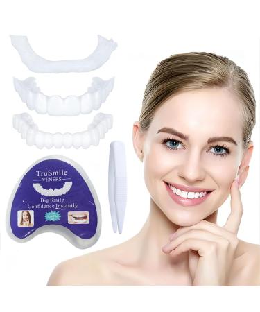 Fluktrix veneers teeth for immediate self-confident smile 4 pieces of snap-on prostheses artificial silicone teeth at the top and bottom comfortable natural cosmetic artificial tooth
