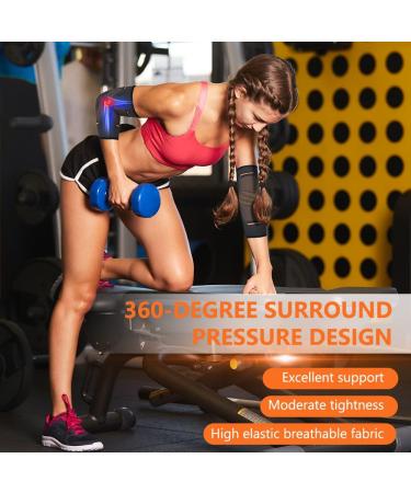 ACWOO Elbow Support Brace for Tennis & Golfers Elbow | Compression Sleeve for Arthritis & Joint Pain Relief - Breathable, Anti-Slip Design (L, Orange) - Buy Online on GoSupps.com