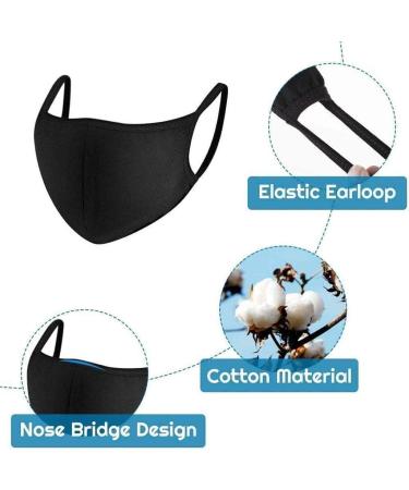Amyglin 3-Piece Cotton Mouth Protection Set | Washable Reusable Breathable | Unisex Black with Nasopharynx Brackets - International Shipping Available - Buy Online on GoSupps.com