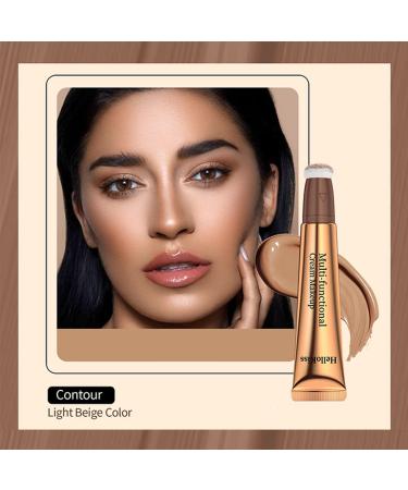 Long-Lasting Liquid Contour Beauty Wand Stick - Waterproof Creamy Matte Bronzer with Cushion Applicator and Makeup Brush - Buy Online on GoSupps.com