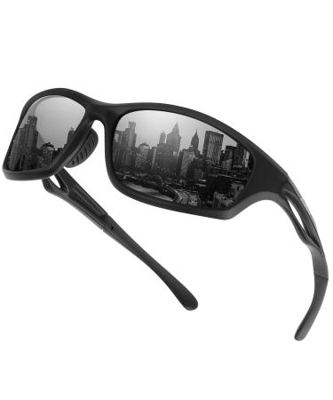 Duduma Polarized Sports Sunglasses for Men Women Running Cycling Fishing Golf Driving Shades Sun Glasses Tr90 Black Matte Frame With Black Lens
