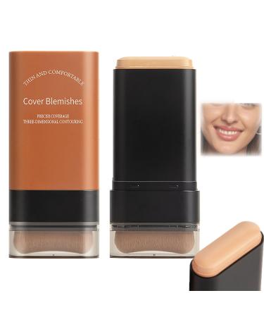 2025 Korean Hydrating Lightweight Foundation Stick with Built-In Brush, Flawless Eraser Foundation Stick, Full Coverage Waterproof Makeup for Natural Skin Tone (03#)