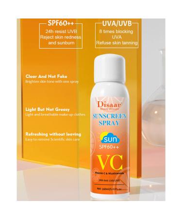DISAAR BEAUTY Vitamin C Sunscreen Spray SPF60++ 160ml - Moisturizing Sun Protection with 24H Hydration - Anti UVA/UVB - Buy Online on GoSupps.com
