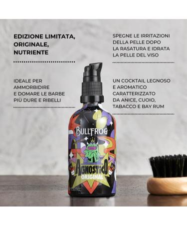 Bullfrog - Baume Barbe Agnostico Multifonction dition Limit e Artist 100ml - Nourrit et Hydrate la Barbe - Prot ge contre les Irritations - Parfum aux Notes d Anis de Cuir de Tabac et de Bay Rum - Buy Online on GoSupps.com